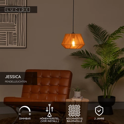 Lucide JESSICA - Pendelleuchten - Ø 30 cm - 1xE27 - Terrakotta - USP